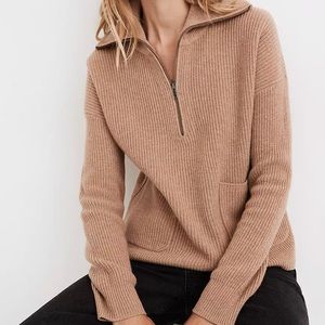 Madewell Glennbroke Half Zip Sweater Wool Blend - Heather Saddle